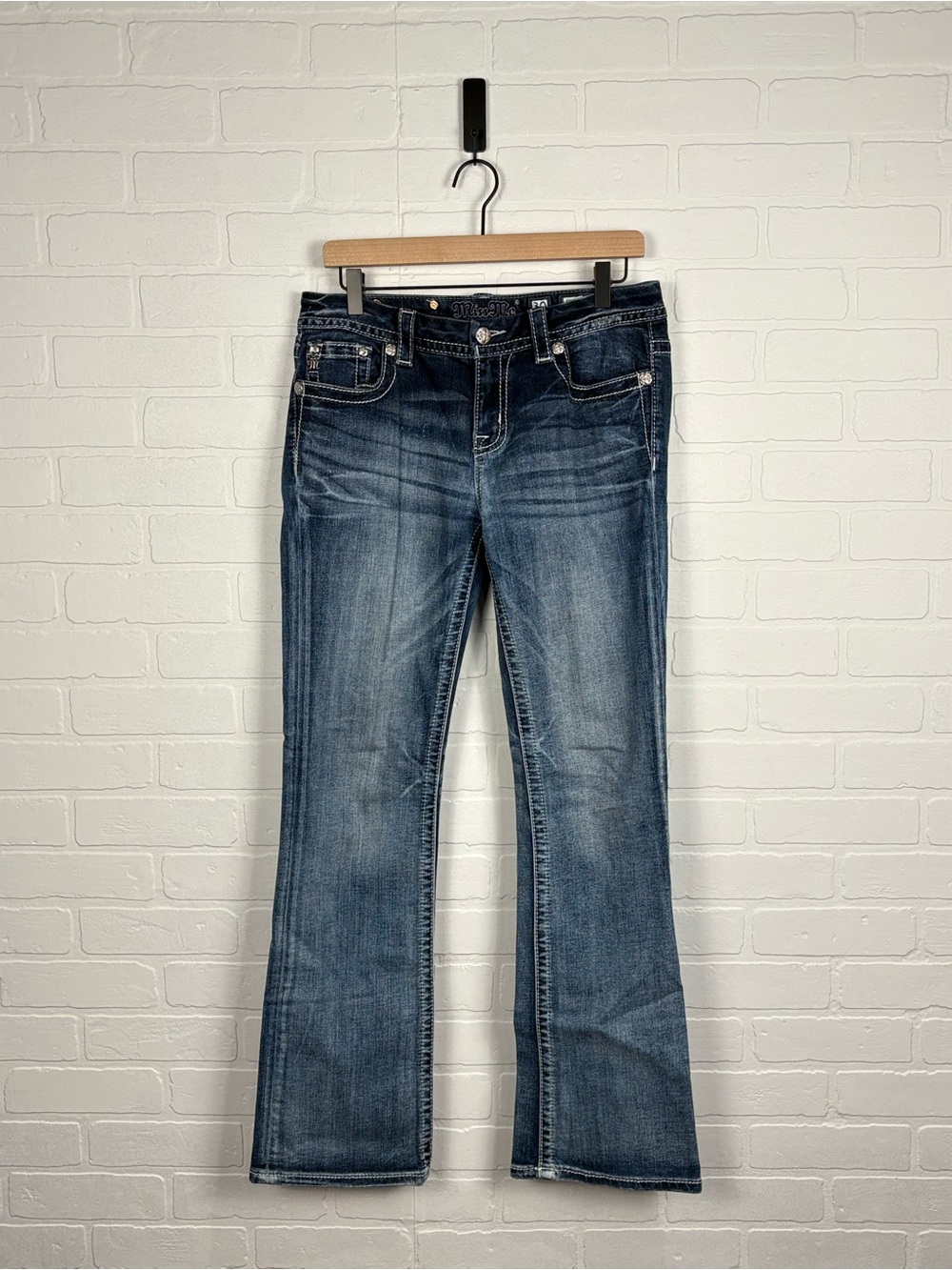 Miss Me Standard Boot Jeans Sequin Wings DK 222 Size 30